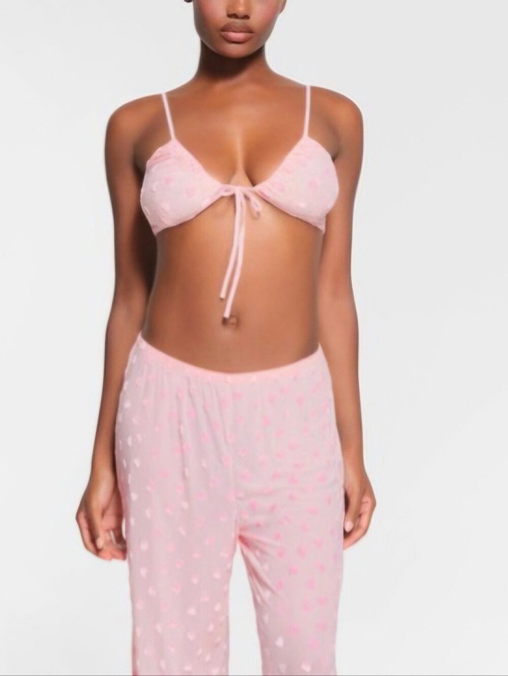 SKIMS Sheer Velvet Tie-Front Bralette in Baby Pink